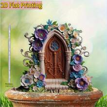 1pc 2D Flat, Fairy Door Acrylic Garden Sign, Artistic Floral Design, Vibrant Colors, Weather-Resistant Outdoor Decor For Lawn, Patio, Yard - No Battery Needed, Perfect Graduation Gift, Garden Decoration | Fairy Door Design | Durable Outdoor Art, Fairy Garden Accessory, 2D Flat - A - View 9