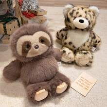 1pc Cute Cartoon Animal Plush Doll, Soft Fabric Panda, Sloth, Bear, Rabbit, Leopard Figurine, Decorative Pillow, Desktop Decor, Photo Prop, Gift For Friends, Birthday, Christmas, Halloween - Multicolor - View 13