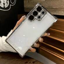 透明手機殼，相容 Galaxy A57 A37 A17 A07 A56 A36 A26 A16 A55 A25 A35 A15 A05 S25 FE S26 Ultra S24 S23 S22 S21 Plus，具防震保護角，超薄透明保護套 - 銀色 - 查看 8