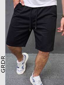 GRDR Men's Summer Casual Drawstring Shorts, Relaxed 5-Inch Inseam - Black - View 2