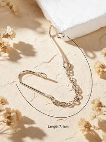 1pc Non-Pierced Double Nostril Nose Clip Chain Jewelry For Women Minimalist Metal Fake Nose Ring With Center Chain Punk Rock Y2K Street - Silver - View 4
