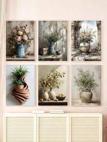 Bộ 1/3/6 tấm tranh vẽ số hóa dầu DIY tĩnh vật bình hoa nhiều mẫu, tranh vẽ theo số phù hợp cho người lớn và người mới bắt đầu, không khung, đồ thủ công trang trí nhà cho người lớn, quà tặng lễ hội - Bộ - Xem 5