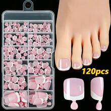 120-Piece French Manicure Set In 9 Colors, Short Square Style, Full Coverage Press-On Nails In Summer Pink And Glossy Brown. - Blue - View 1