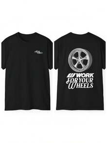 VSKF Wheels Stance Car Community Drift Wheels Graphic Men's 100% Cotton T-Shirt For Car Enthusiasts Y2K Style - 黑色 - 查看 1