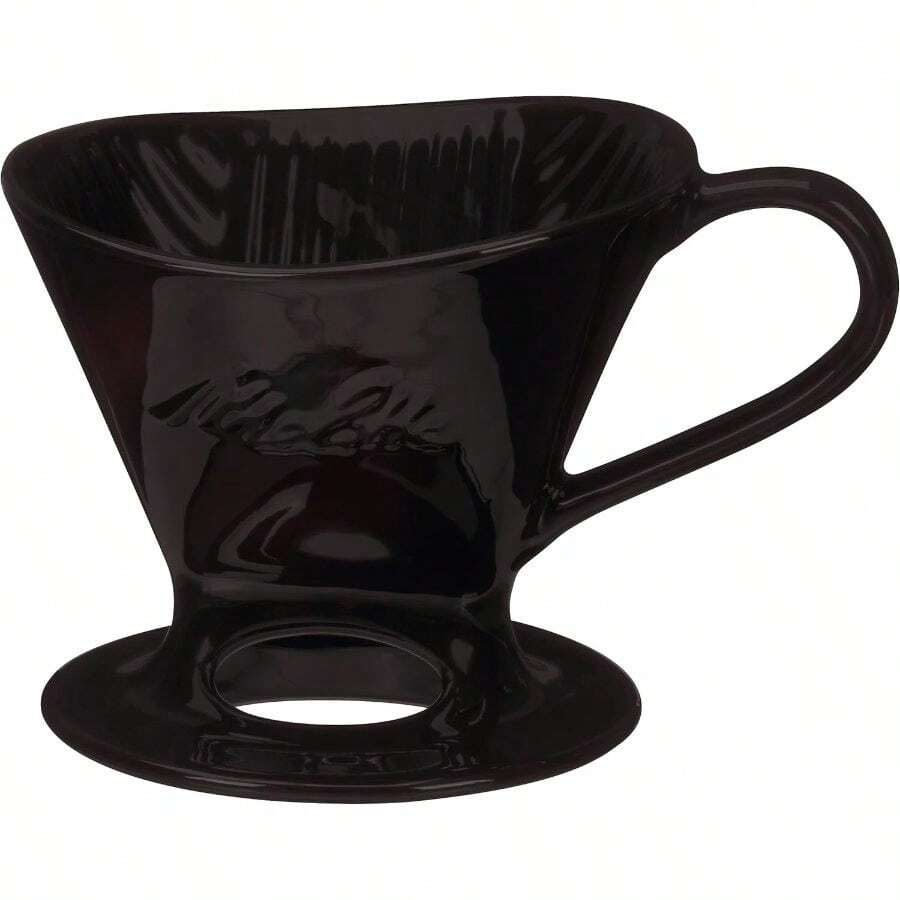 1 Cup Porcelain Pour-Over Cone Coffeemaker, Glossy Black - 1 Count (Pack Of 1) + Glossy Black - View 1