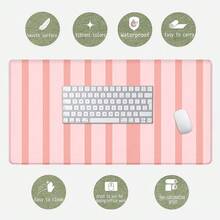 1pc Large Rubber Desk Mat, Multi-Size Beige Checkerboard Mouse Pad, Waterproof, Anti-Slip, Smooth, Easy To Clean Keyboard Pad, Minimalist INS Style Desktop Decoration, Gaming Office Study Desk Universal (Please Place In A Ventilated Area For 1-3 Days Before Use) - G - View 2