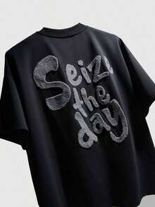 Men's Strawberry Print T-Shirt, Fruit Graphic Element, Suitable For Street, Outdoor Music Festivals, Daily Wear, Hanging Out With Friends, Gift For Boyfriend/Husband, Anniversary - 黑色 - 查看 1