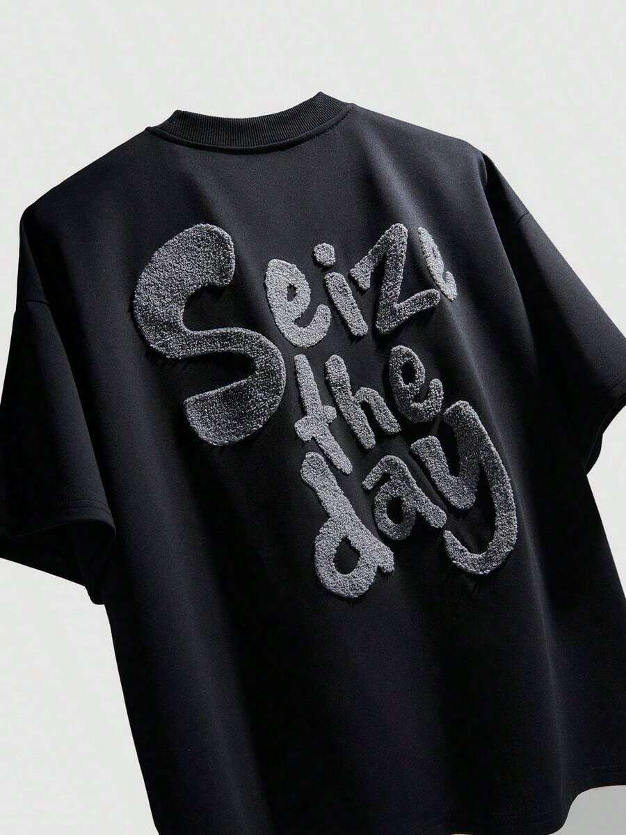 Men's Strawberry Print T-Shirt, Fruit Graphic Element, Suitable For Street, Outdoor Music Festivals, Daily Wear, Hanging Out With Friends, Gift For Boyfriend/Husband, Anniversary - 黑色 - 查看 1