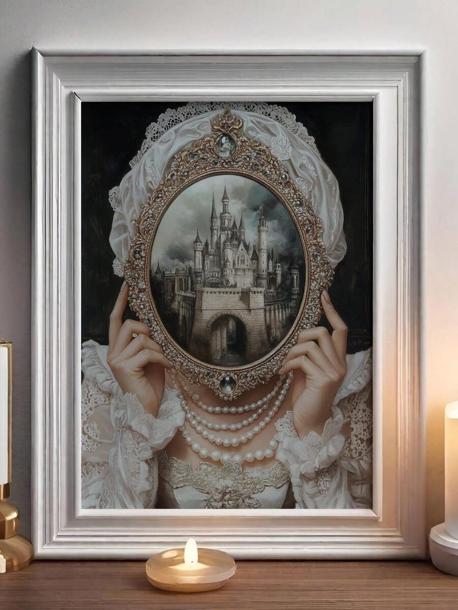 1 pièce Art mural sur canevas encadré Décoration murale Style gothique vintage victorien Dame et château miroir Affiche Dark Academia Convient pour le salon la chambre à coucher et la décoration de maison de style campagne sombre Art mural gothique fantastique mystérieux Cadeau Décoration de maison Décoration victorienne vintage Affiche gothique Décoration de chambre Décoration de salle de bain Décoration d'appartement Décoration de fête Cadeau de fête Décoration d'Halloween Affiche d'Halloween Art d'horreur Affiche gothique - A - Voir 1
