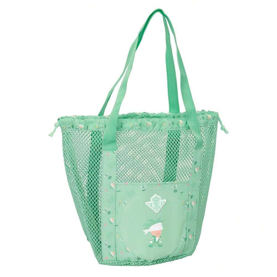 Real Betis Balompié Unisex Real Betis Beach Bag, Large Tote Bag With Front Pocket, Drawstring Closure And Top Handles, Official License, One Size, Ideal For Pool - Multicolor - View 1