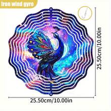 1pc 3D "Peacock Dancing In Colorful Universe" Rotating Wall Decor, 10in*10in With Swivel Hook, 360° DIY Creative Wind Spinner, Suitable For Mother's Day, Father's Day, Women - Multicolor - View 6