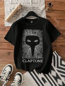 Eye Sight Essential T-Shirt.Vintage Graphic Print Casual Cotton Short Sleeve T-Shirt - Black - View 6