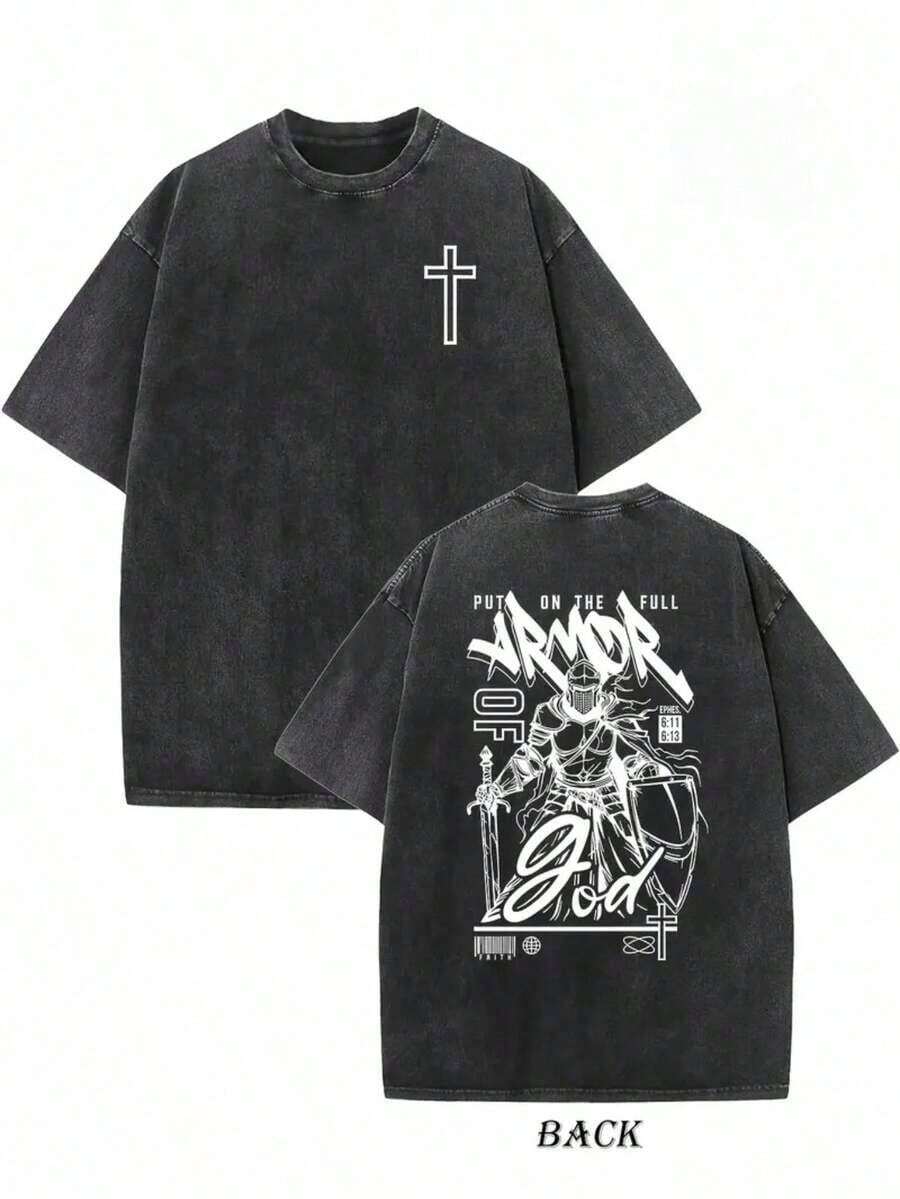 Men's Y2K Style Pure Cotton Short-Sleeved T-Shirt With Retro Anime Character Print, Soft To The Touch, Comfortable, Loose, Fashionable, Breathable And Casual For Summer, Versatile For Couples, A Great Gift Choice. - 黑色 - 查看 1