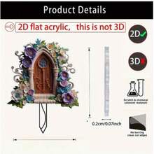 1pc 2D Flat, Fairy Door Acrylic Garden Sign, Artistic Floral Design, Vibrant Colors, Weather-Resistant Outdoor Decor For Lawn, Patio, Yard - No Battery Needed, Perfect Graduation Gift, Garden Decoration | Fairy Door Design | Durable Outdoor Art, Fairy Garden Accessory, 2D Flat - A - View 8