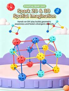 15pcs/90pcs/300pcs Manik-manik Geometris Berwarna-warni yang Dapat Disatukan, Balok Bangunan Puzzle 3D Kreatif dari Plastik dengan Tas Penyimpanan, Set Mainan Balok Konstruksi Saling Terhubung STEMY untuk Anak Usia 3+ Tahun, Pembelajaran Prasekolah & Pengembangan Imajinasi - MultiWarna - View 3