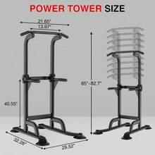 Gaderth Power Tower Dip Station With Adjustable Pull Up Bar, Free Standing Heavy Duty Strength Training Equipment For Home Gym, Multi-Function Chin Up Workout Station, 300 Lbs Capacity - Black - View 3