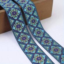 1/5 Yard Bohemian Style Embroidered Jacquard Ribbon Fabric, Vintage Floral Decorative Trim Satin Fabric For DIY Crafts And Home Decor - Multicolor B - View 12