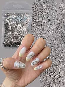 1 paquete de joyería de uñas de metal plateado, pegatinas de uñas vintage punk Y2K con estrellas y lunas huecas, adecuadas para la calle, festivales de música rock, fiestas de vacaciones, accesorios de decoración de uñas DIY para salón - Multicolor - Ver 2