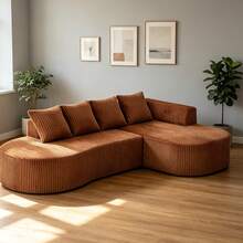 Dagniwak Cloud Sectional Couch With L-Shape Chaise, Modern Modular Sofa With Deep Seat, Upholstered Comfy Couches For Bedroom,No Assembly Required, Boneless Couches For Living Room - 橘色 - 查看 3