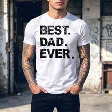 BEST DAD EVER Men's Slim Fit T-Shirt With Large Letter Print And Urban Style. Ideal For Casual Occasions And Family Celebrations. Men's T-Shirt - 白色 - 查看 2