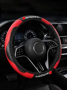 Carbon Fiber Pattern Sports Steering Wheel Cover, Premium PU Leather Non-Slip Grip, Fits 14.5-15 Inch Steering Wheels (Sedan/SUV/Truck), Racing Style Interior Accessory - Movement Letters - View 13