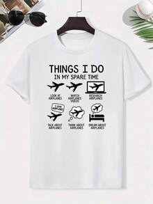 Boys' Graphic Print Cotton T-Shirt, Creative Kids' T-Shirt, Lightweight And Comfortable Short Sleeve Casual T-Shirt, Summer Clothes For Children - 白色 - 查看 6