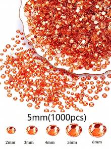 2mm-6mm 樹脂水鑽 平底鑽石 橙紅色水晶石 DIY 手作裝飾用，適用杯子、瓶子、玻璃杯、衣物，散裝手工裝飾 - 橘紅色 - 查看 9