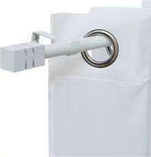 Shoppe house - Barra de Cortina Extensible Básica, Fina para Salón Dormitori, delgada de 19 mm, con extremos rectangulares - blanco - Ver 3