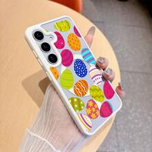 Phone Case - Vibrantly Decorated Easter Eggs With Stripes, Polka Dots, And Floral Designs. A Protective Case For The Galaxy S25 Plus, S25 Ultra, S24 Ultra, S23, S23FE, S23 Plus, S22, And S22 Plus That Is Magnetic And Feels Great In Your Hand. - 白色 - 查看 4
