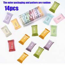 7/14pcs Compressed Towel Sheets, Disposable Compressed Face Towels, 11x9.5 Inch Soft Facial Cleansing Cloths, For Outdoor Travel Use (Random Packaging And Pattern) - Multicolor - View 11