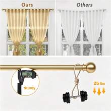1 Set 33-120 Inch Curtain Rod, 5/8 Inch Decorative Curtain Rod Set, Gold Spliced Single Window Curtain Rod With Brackets, For Bathroom, Bedroom, Living Room, Outdoor Patio, Kitchen, Small Curtain Rod - American Ball - Gold - View 7