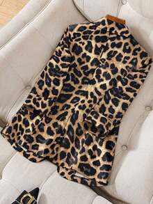 AYYFranclia Blazer casual/de trabajo con botones y estampado de leopardo de manga larga para mujer, otoño/inviernoAYY - Burdeos 2 - Ver 8