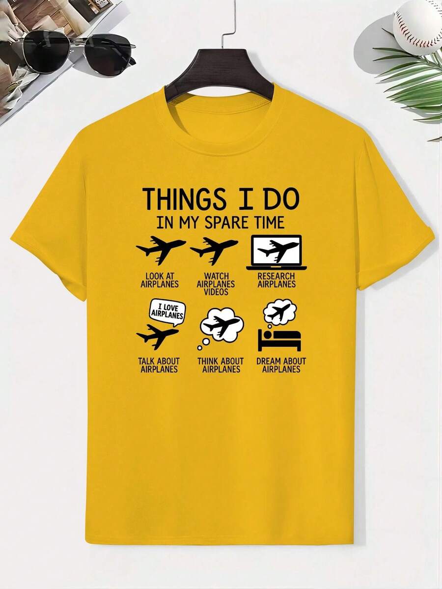 Boys' Graphic Print Cotton T-Shirt, Creative Kids' T-Shirt, Lightweight And Comfortable Short Sleeve Casual T-Shirt, Summer Clothes For Children - 黃色 - 查看 1