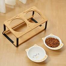 Stainless Steel Cat/Dog Double Bowl Set, Two Tilted Raised Bowls, Suitable For Holding Pet Food And Water, Helps Prevent Vomiting - 300ml - View 7