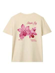 1 pieza Tops básicos para mujer, ropa urbana regular manga corta algodón, toy verano para beach, suave - Albaricoque - Ver 3