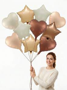 Balloon Set & Number Balloon Birthday Decoration, Heart And Star Shape Balloon Khaki, Romantic Luxury, 32 Inch Cream White Number Balloon For Birthday, Wedding,  Christmas, New Year, Opening Ceremoy, Graduation Season, Home Decor, Balloon Party Decor - 18歲生日 - 查看 8