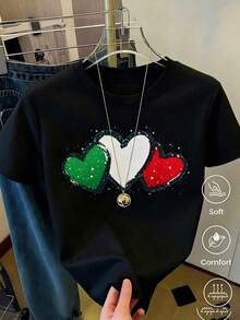 2026 World Cup T-Shirt With Mexico, Canada, And USA Crests, White Printed World Cup Soccer Jersey, Unisex Short-Sleeve Crew Neck Sportswear, Loose-Fit Urban Style Cotton Blouse, Gift For Soccer Fans (Retro Style, Fresh And Cool, Regardless Of Gender) - 黑色 - 查看 1