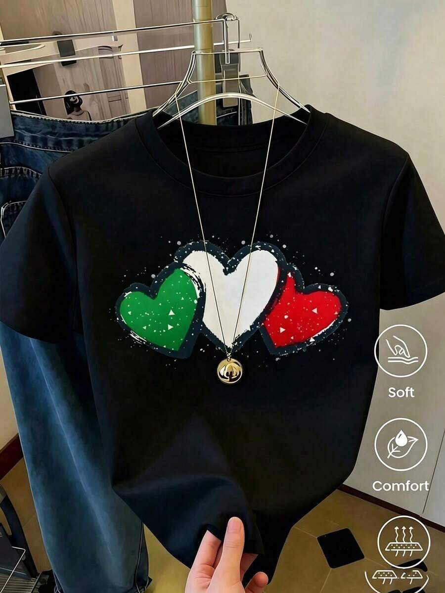 2026 World Cup T-Shirt With Mexico, Canada, And USA Crests, White Printed World Cup Soccer Jersey, Unisex Short-Sleeve Crew Neck Sportswear, Loose-Fit Urban Style Cotton Blouse, Gift For Soccer Fans (Retro Style, Fresh And Cool, Regardless Of Gender) - 黑色 - 查看 1