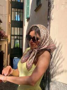 Women's Large Square Satin Scarf 90x90 Elegant Fashion Bandana For Hair And Neck - L36-rosa - 查看 4
