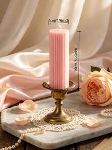 1pc, 1.97 Inch Diameter, Handmade Large Ripple Soy Wax Candle, Height 1.97–7.87 Inch, Suitable For Home Decor, Wedding, Room, Birthday, Valentine's Day, Halloween, Christmas, Party Supplies, Table Atmosphere, Baby Shower, Women's Gift (Pink) - Pink Column Wax - View 11