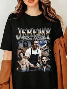 Jeremy Allen White The Bear Carmy T-Shirt, Yes Chef Calvins Kleins Model Iron Claw Actor 90s Bootleg Retro Photo Portrait Movie Merch, Unisex Jeremy Allen White Graphic T-Shirt, The Bear Fan Shirt, Actor Collage T-Shirt, Lip Gallagher Merch - Black - View 6