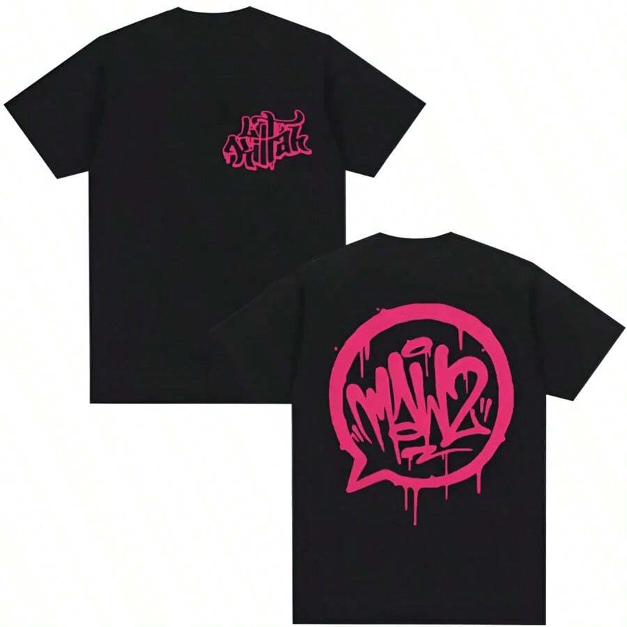 Sommer-Herren-T-Shirt in Übergröße, Y2K-Stil, Rapper Lit Killah's 2026 Tour Album Produkt T-Shirt_ Rock-Gothic-Sommer-Print für Männer und Frauen, 100% reine Baumwolle. - Schwarz - Übersicht 1
