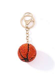 1 pieza Llavero de baloncesto con strass multicolor, colgante de baloncesto totalmente con strass, diseño de lujo con strass brillante, estilo colgante de bolso, llavero imprescindible para amantes del baloncesto - Multicolor - Ver 17