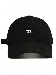 1 pieza Gorra de béisbol con estampado de oso vintage azul marino - Negro - Ver 1