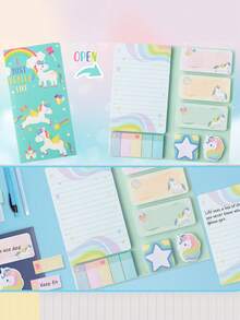 1set Magic Horse Sticky Notes Set, Cute Magic Horse Self-Stick Notes Pads Animal Divider Tabs Bundle Writing Memo Pads Back To School Office Supplies Small Gift School Supplies - one-size - View 9