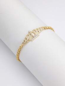 Pulsera con cadena de corazón y flor, chapada en oro de 18k tricolor, libre de níquel e hipoalergénica - San - Ver 7