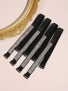 4/6 Pcs Sparkly Rhinestone Bra Straps Sexy Off-Shoulder Adjustable Elastic Shoulder Straps Replacement Decor Accessory For Camisole - Multicolor - View 11