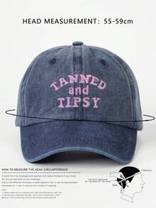 1顶女士“TANNED AND TIPSY”刺绣软顶棒球帽，帽檐可调节，透气户外帽，适合户外运动、露营、旅行、节日礼物 - A - 查看 7