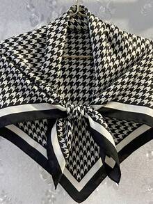 1 chiếc khăn vuông in họa tiết răng cưa đen trắng, khăn bandana bằng satin, khăn trùm đầu và khăn quàng cổ đa năng dành cho nữ. - JSC480-01 - Xem 5