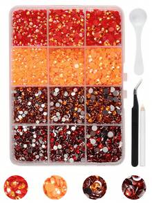 12色果冻水钻，3/4/5毫米多色树脂平底宝石，适用于美甲，镶钻套装，含工具，附赠镶钻工艺书，钻石画 - 彩色 - 查看 7
